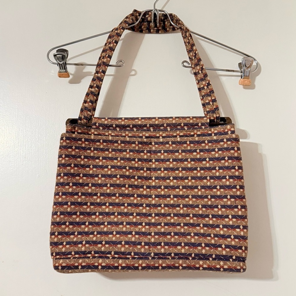 Vintage Toby Weston Woodland Hills Textile Tapestry Multi-Color Purse Bag Tote